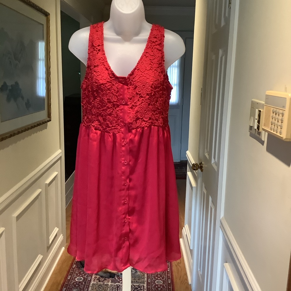 NWT Belinda Lady wine color baby doll lace dress M
